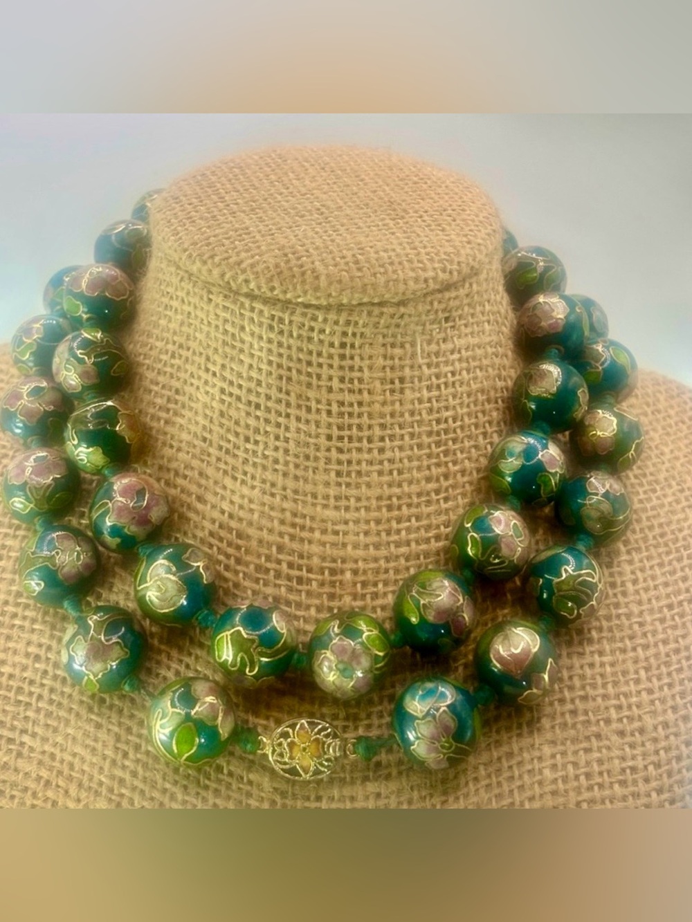Vintage Cloisonné Enamel Necklace 30 inch - Picture 1 of 7